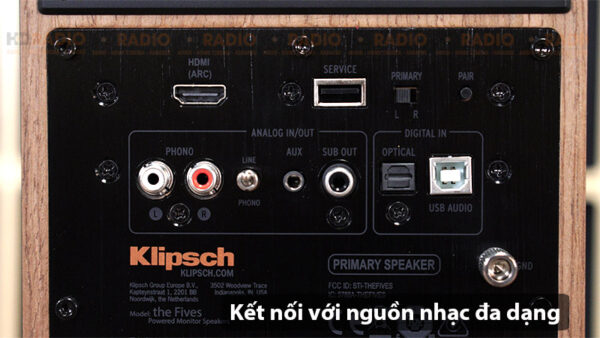 Loa Klipsch The Fives, 160W, Bluetooth, AUX, RCA, Optical, HDMI ARC, USB-8