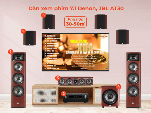 Dàn xem phim 7.1 Denon, JBL AT30 (Denon X6700H + JBL Studio 698 +  665C + 660P + 2 cặp 610)-1