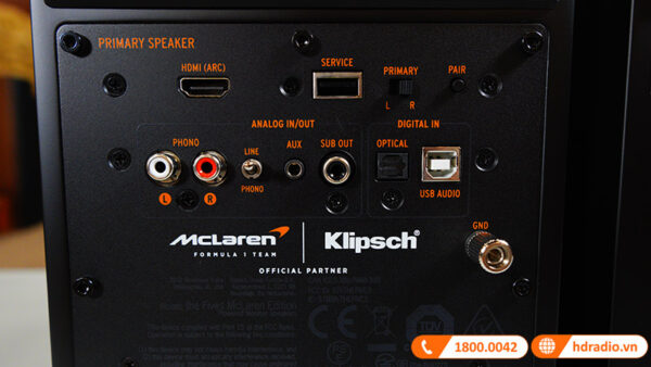 Loa Klipsch The Fives McLaren Edition, 160W, Bluetooth, AUX, RCA, Optical, USB, HDMI ARC-10