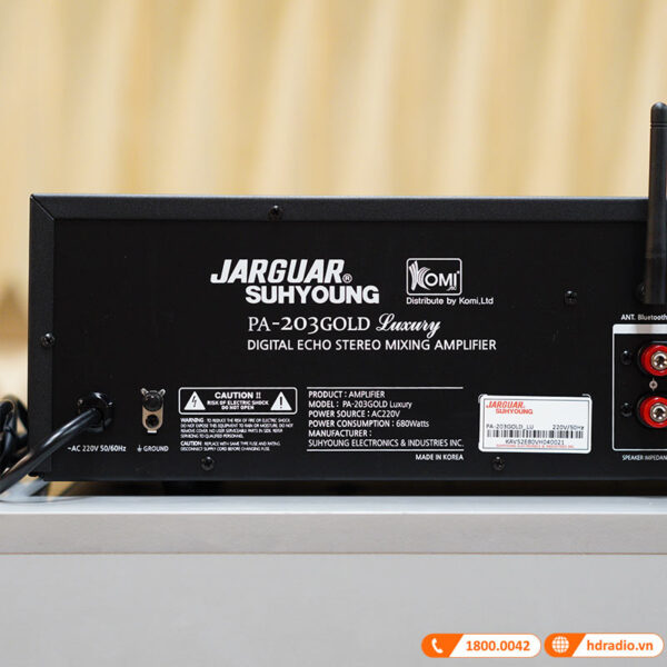 Amply Jarguar Suhyoung 203 Gold Luxury (600W/2 Kênh, Bluetooth, Optical, FBX, 12Kg)-11
