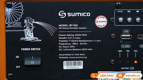 Loa Sumico BT-S52, Bass 13.2cm, 100W, Pin 8H-14
