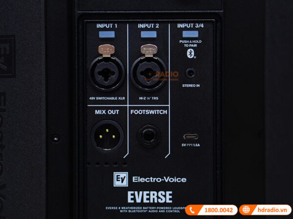 Loa di động Electro voice Everse 8, Pin 12 giờ, 400W, Chống Nước IP43, Bluetooth, TWS,-19