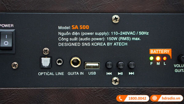 Loa Acrowin SA500, 150W, Pin 8H, Bluetooth, Đi Kèm 2 Tay Micro-12