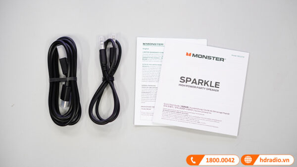 Loa Monster Sparkle Công suất 60W, LED đẹp, Bluetooth 5.3, IPX5, Pin 12h-12