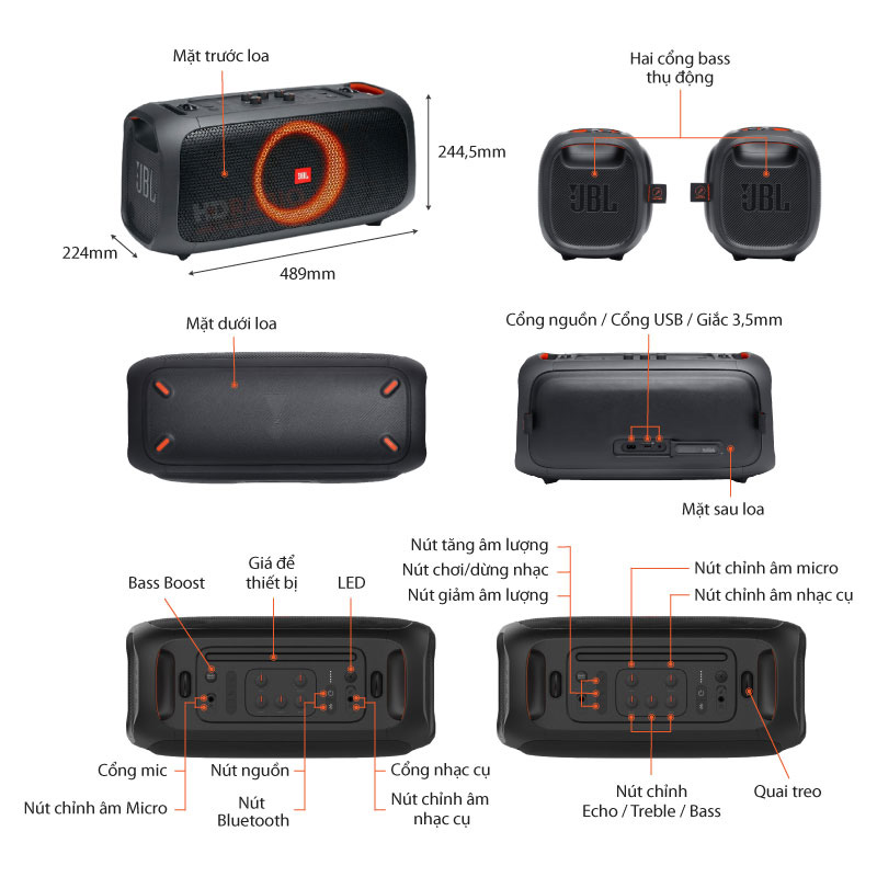 chu thich Loa JBL Partybox On The Go