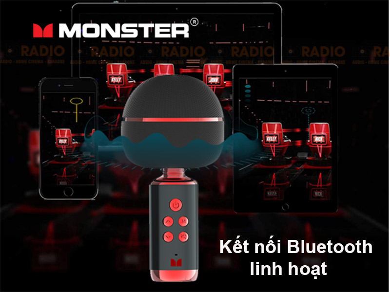 Micro kem loa Monster M98 ket noi bluetooth 5.0